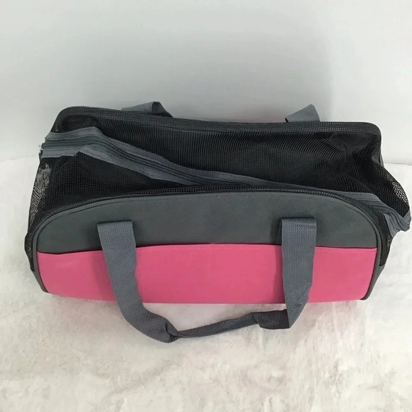 Pet Carrier Small-Medium Size Canvas & Mesh Top Handle Gray/Pink NWOT - Picture 3 of 9